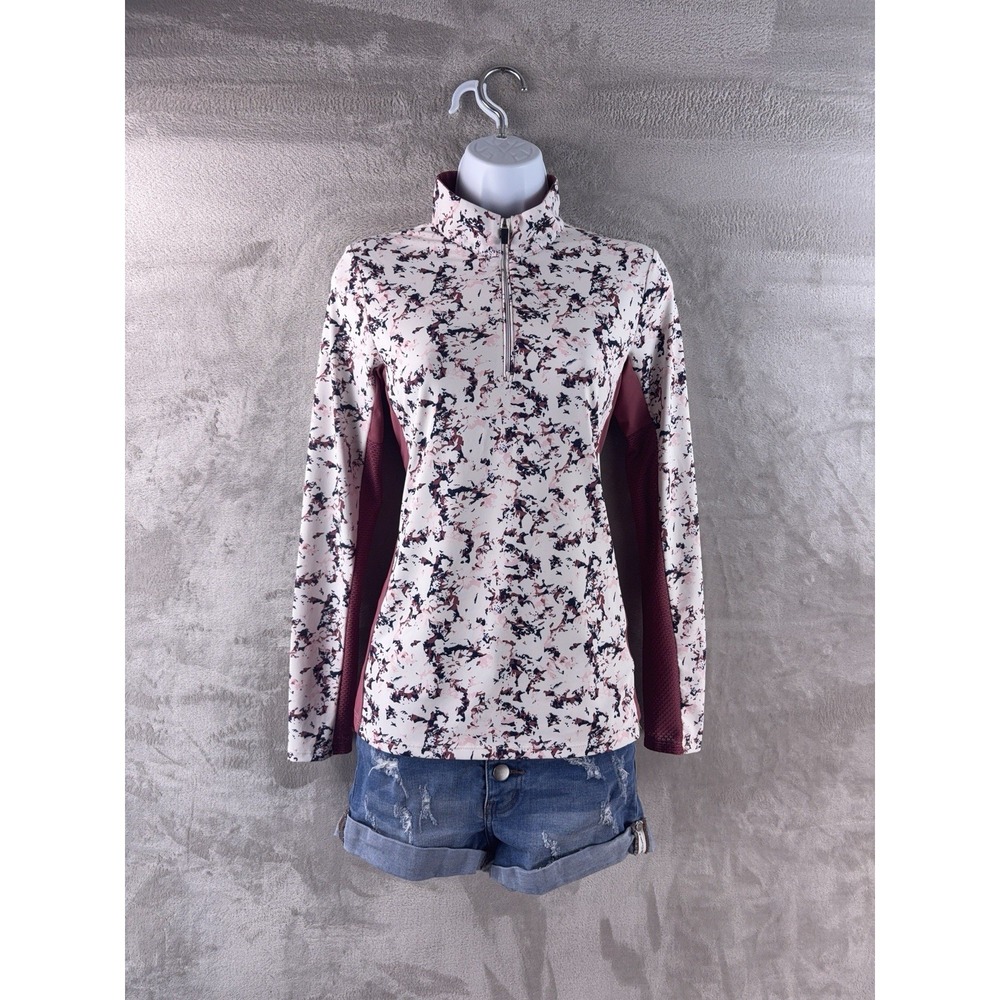 KJUS Half Zip Jacket Womens Size Small White Floral Golf Lounge Performance